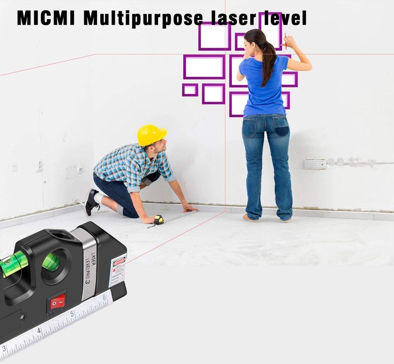 MICMI Laser level, Multipurpose Laser Tape Measure Line 8ft+ Tape Measure Ruler Adjusted Standard and Metric Rulers - Image 4